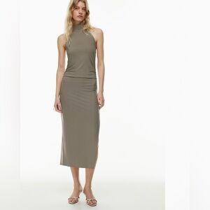 Aritzia maxi dress attire olive color